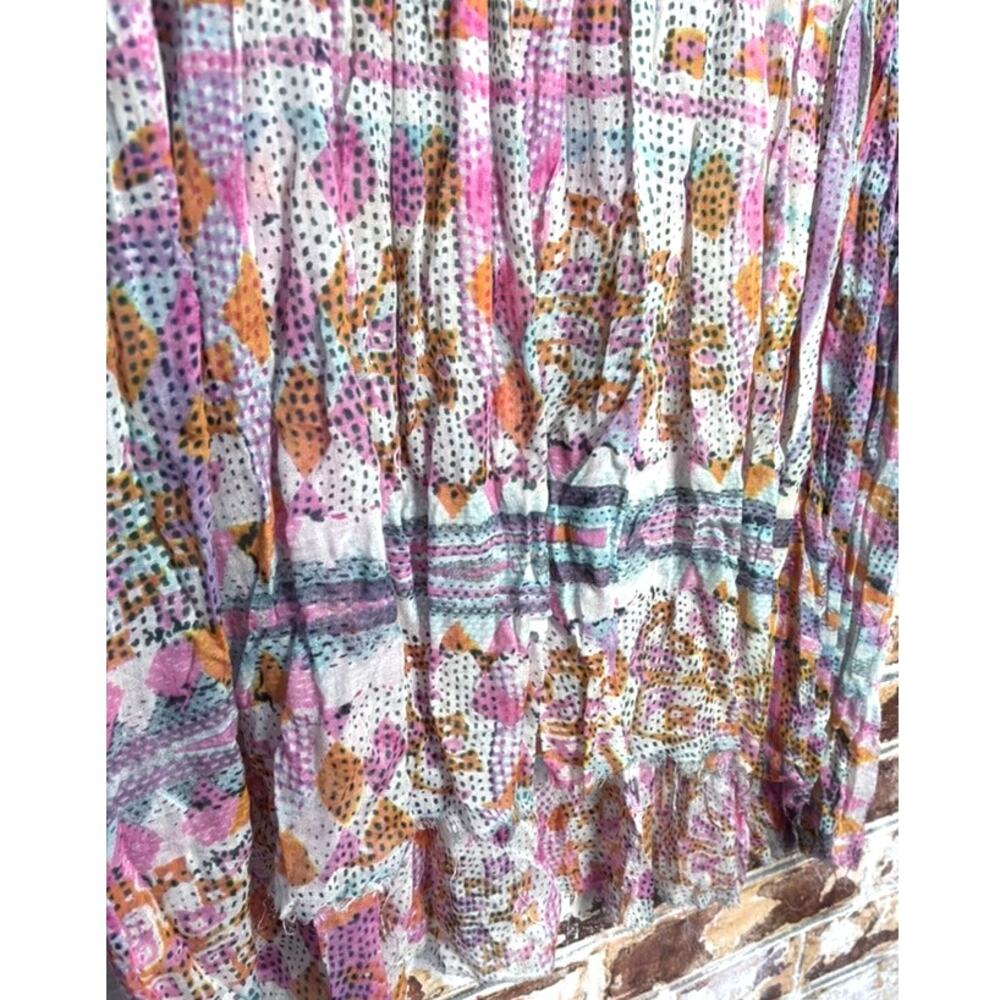 Free People FP One Zella Oversized Flowing Sheer Printed Distressed Hem Dress - Picture 7 of 13